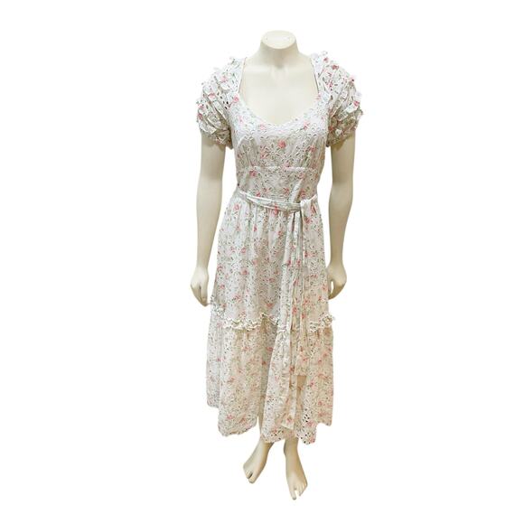 LOVESHACKFANCY  X Target Clementine White Eyelet Ruffle Dress Size 10 Cottage - Picture 6 of 14